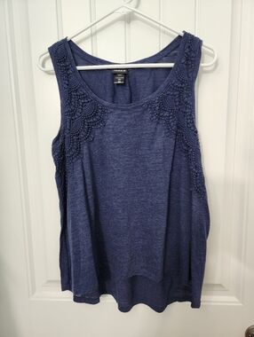 Torrid Navy Crochet-Shoulder Tank Top, Plis Size 00